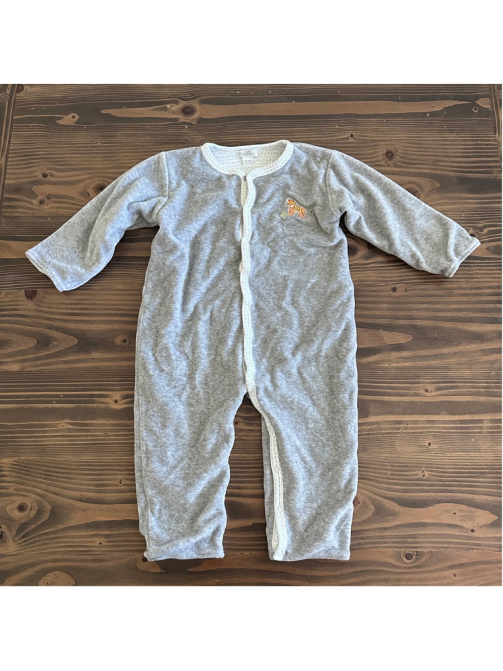 Kissy Kissy Baby Footie 18-24M Pima Cotton Gray White Sleeper
